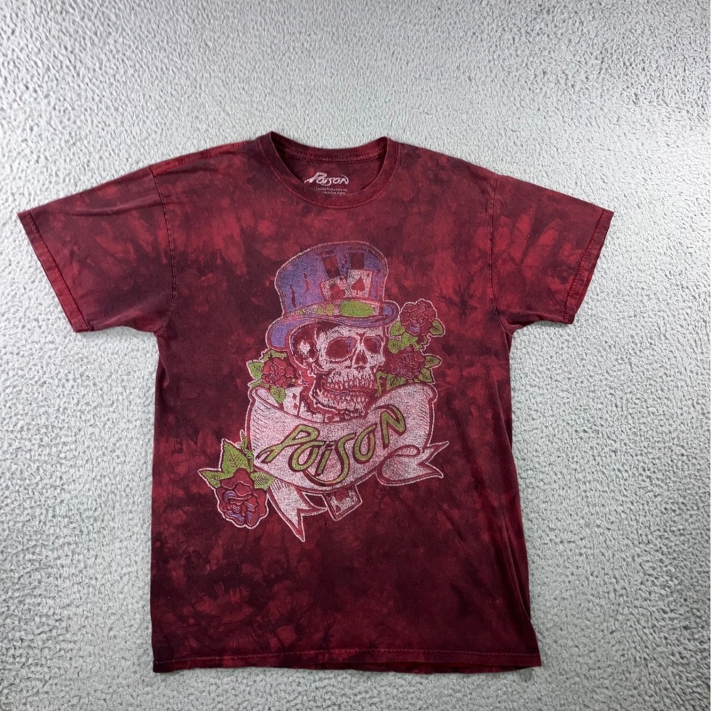 Poison Graphic Tee Mens M Red Tie Dye‎ Dragging The Cat Across America 87 Tour